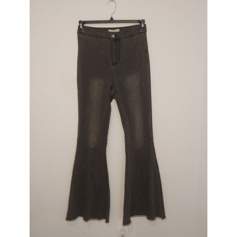 Chelsea & Violet freyed  Flared Distressed jeans Black  27 hippie grunge Boho
